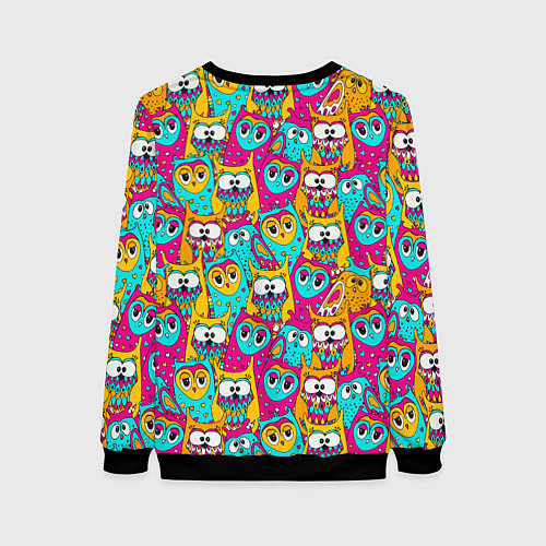 Женский свитшот Разноцветные совы / 3D-Черный – фото 2