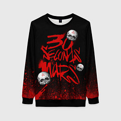 Свитшот женский Thirty seconds to mars skulls, цвет: 3D-черный