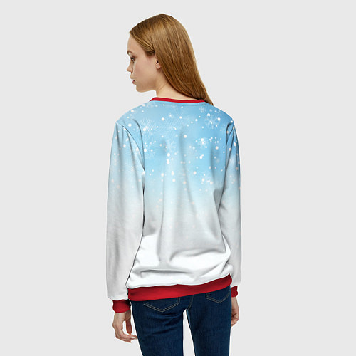 Женский свитшот Забавный новогодний дракончик / 3D-Красный – фото 4