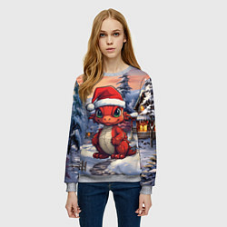 Свитшот женский Дракоша 2024 новогодний символ года, цвет: 3D-меланж — фото 2