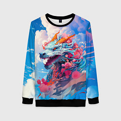 Свитшот женский Небесный дракон, цвет: 3D-черный