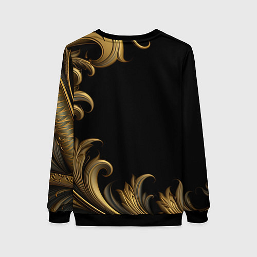 Женский свитшот Герб России и золотистый узор / 3D-Черный – фото 2