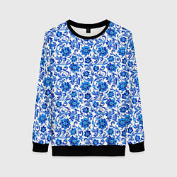 Свитшот женский Гжель классика, цвет: 3D-черный