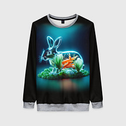 Свитшот женский Прозрачный стеклянный кролик с овощами, цвет: 3D-меланж
