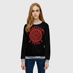 Свитшот женский Символика с топорами - святая русь, цвет: 3D-меланж — фото 2
