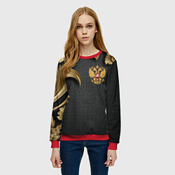 Свитшот женский Золотой герб России и объемные узоры, цвет: 3D-красный — фото 2