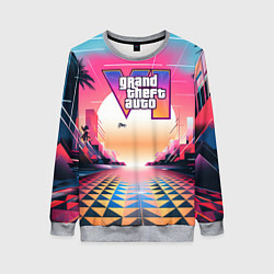 Свитшот женский GTA 6 retro abstract logo, цвет: 3D-меланж