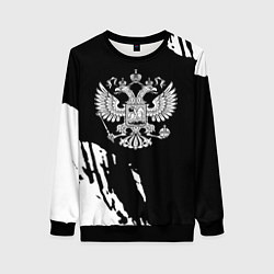 Свитшот женский Герб великой страны Россия краски, цвет: 3D-черный