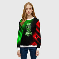 Свитшот женский Крипер на неоновом фоне абстракция, цвет: 3D-белый — фото 2