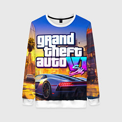 Свитшот женский Grand theft auto 6 street vice city, цвет: 3D-белый