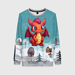 Свитшот женский Красный строгий дракоша, цвет: 3D-меланж