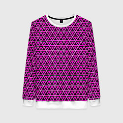 Свитшот женский Розовые и чёрные треугольники, цвет: 3D-белый