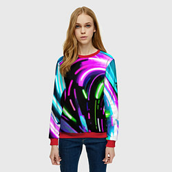 Свитшот женский Неоновая экспрессивная абстракция, цвет: 3D-красный — фото 2