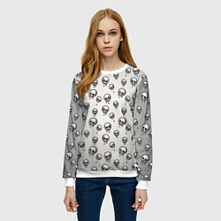 Свитшот женский Мультяшные черепки абстрактный паттерн, цвет: 3D-белый — фото 2