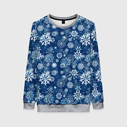 Свитшот женский Snowflakes on a blue background, цвет: 3D-меланж