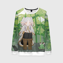 Свитшот женский Sousou no Frieren Фрирен Frog, цвет: 3D-белый