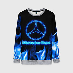 Свитшот женский Mercedes-benz blue neon, цвет: 3D-меланж