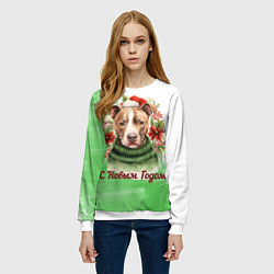 Свитшот женский Зимний питбуль, цвет: 3D-белый — фото 2