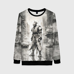 Свитшот женский Одинокий робот под дождём, цвет: 3D-черный