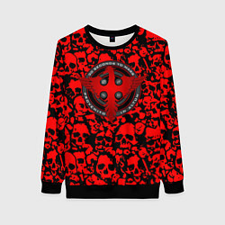 Свитшот женский Thirty Seconds to Mars skull pattern, цвет: 3D-черный