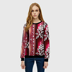 Свитшот женский Розы и снежинки, цвет: 3D-черный — фото 2