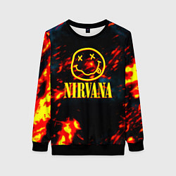 Женский свитшот Nirvana rock огненное лого лава