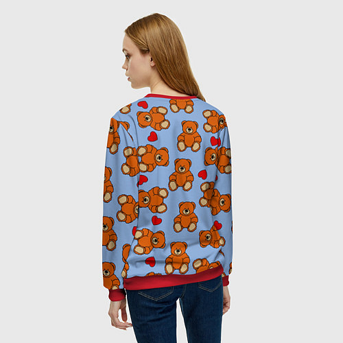 Женский свитшот Игрушки мишки и сердца / 3D-Красный – фото 4
