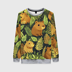 Женский свитшот Капибары - лесной маскировочный камуфляж