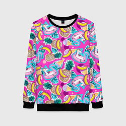 Женский свитшот Единорог в плавательном круге