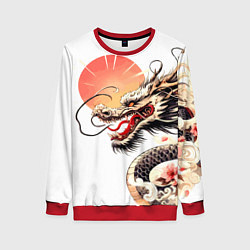 Свитшот женский Японский дракон и солнце, цвет: 3D-красный