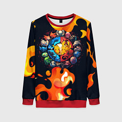 Свитшот женский Символы покемона, цвет: 3D-красный