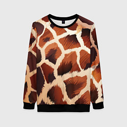 Свитшот женский Пятнистый мех жирафа, цвет: 3D-черный