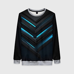 Женский свитшот Черная абстракция и неоновые синие полосы