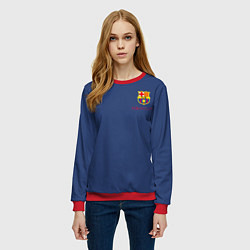 Свитшот женский Месси - 10 номер футбольный клуб Барселона, цвет: 3D-красный — фото 2
