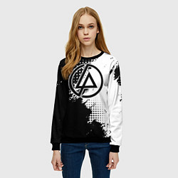 Свитшот женский Linkin park - черно-белая абстракция, цвет: 3D-черный — фото 2