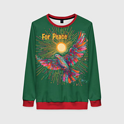 Свитшот женский Летящий голубь мира, цвет: 3D-красный