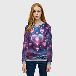 Свитшот женский Космические сердца - звезды, цвет: 3D-меланж — фото 2
