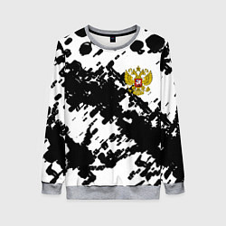 Женский свитшот Герб РФ краски чёрнобелый