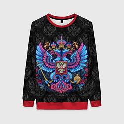 Свитшот женский Неоновый герб России, цвет: 3D-красный