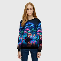 Свитшот женский Неоновый лес - нейросеть, цвет: 3D-черный — фото 2