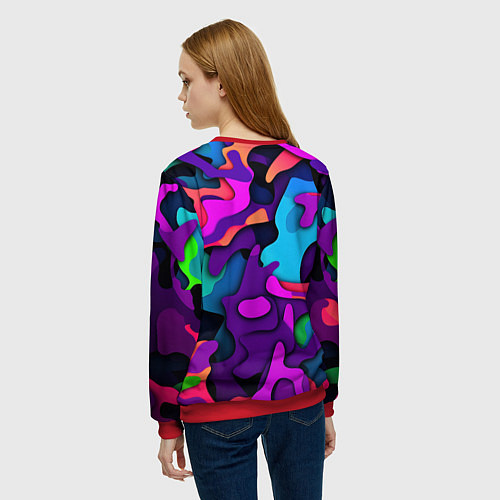 Женский свитшот Яркий неоновый камуфляж / 3D-Красный – фото 4