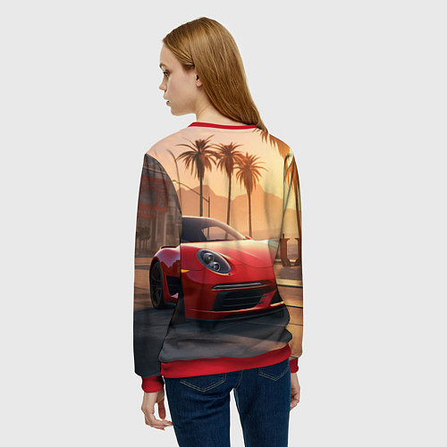 Женский свитшот GTA 6 logo auto style / 3D-Красный – фото 4