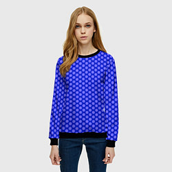 Свитшот женский Колючие десятиконечные синие звездочки паттерн нео, цвет: 3D-черный — фото 2