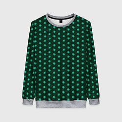 Женский свитшот Паттерн зеленые звездочки