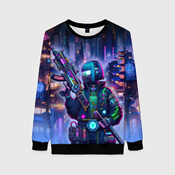 Свитшот женский Неоновый город - Киберпанк, цвет: 3D-черный