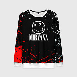 Свитшот женский Nirvana брызги красок, цвет: 3D-белый