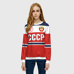 Свитшот женский Союз Советских Социалистических Республик - СССР, цвет: 3D-белый — фото 2