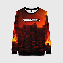 Свитшот женский Minecraft огненные кубы, цвет: 3D-черный