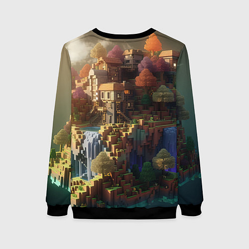 Женский свитшот Minecraft logo горы и реки / 3D-Черный – фото 2