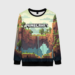 Свитшот женский Minecraft logo квадратный мир, цвет: 3D-черный